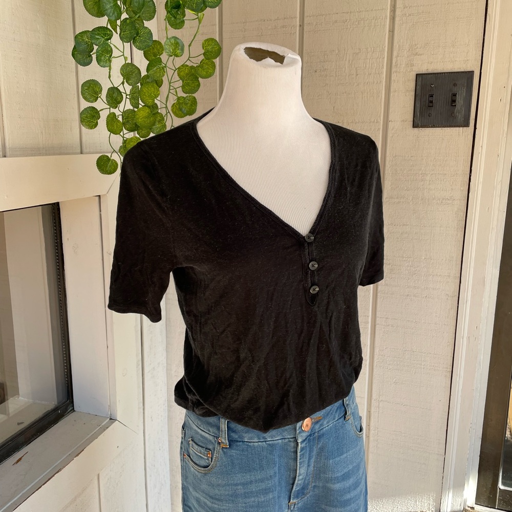 Madewell short sleeved Henley easy shirt size L